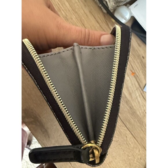 $65 Fossil Jayda Zip Clutch Wallet Grey Black Gunmetal Metallic - Picture 12 of 13